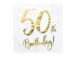 Napkin "50th Birthday" 50th birthday, white, 33x33cm (1 op. / 20 pieces).