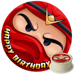 Red Ninja cake topper edible wafer round 20 cm premium, vegan, gluten-free, cut
