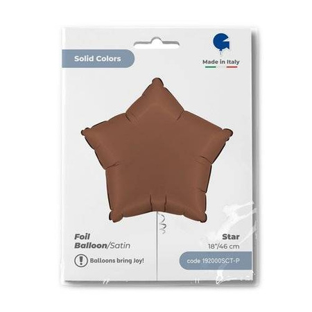 Foil Balloon - Satin Chocolate Brown Star 46 cm, Grabo