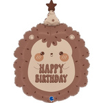 Foil balloon brown Sweet Hedgehog Birthday 45x61cm