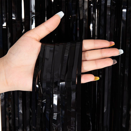 Decorative curtain, black, 100 cm x 200 cm