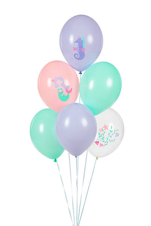 Latex balloons Sea world mermaid 30 cm, 6 pieces