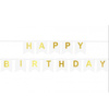 Girlanda urodzinowa Happy Birthday Biała, złoty napis, 20cm