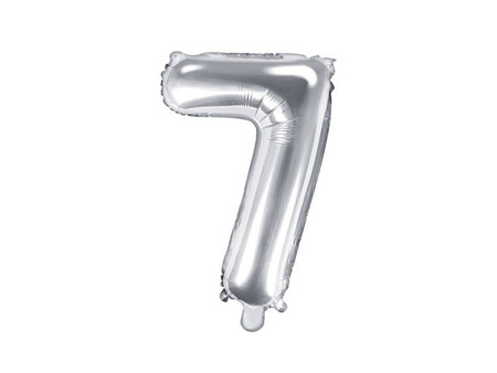 Foil balloon digit 7, 35cm, silver