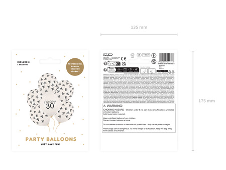 Balony 30 cm, zestaw na 30 urodziny, Pastel Off-white