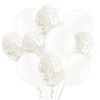 Set aus weißen Luftballons mit Konfetti, 20 Stück