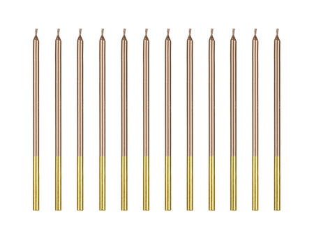 Świeczki urodzinowe gładkie, różowe złoto, 14 cm