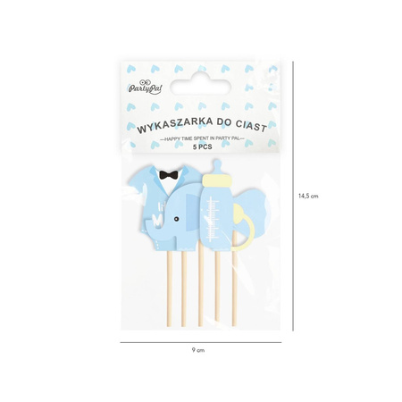 Baby shower toppers for a boy, elephant 5 pcs