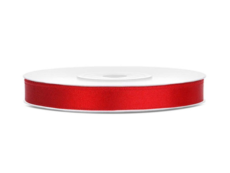 Satin ribbon, red ribbon, 6mm / 25m