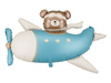Foil balloon light blue Teddy Bear in Plane 94x61cm