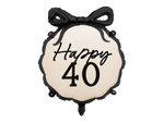 Foil Round Balloon with Bow "Happy 40" – Black-Beige