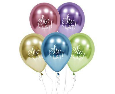 Platin-Latexballons Happy Birthday 30cm, 5 Stück