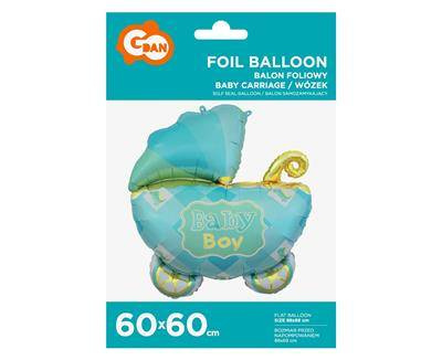 Foil balloon Trolley, Baby Boy, Baby Shower - 60 cm