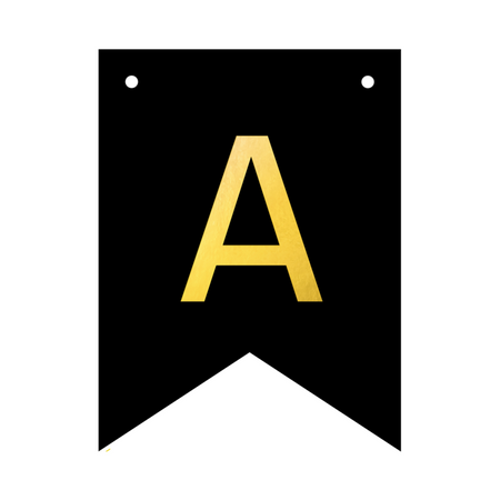 Personalisierter Banner, Girlande, schwarze Flaggen mit personalisiertem Schriftzug, schwarz-gold, DEIN SCHRIFTZUG