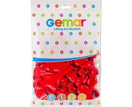 Rote Herzen Latex-Ballons, Gemar Rot, 26cm, 50 Stk.