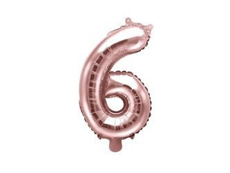 Foil balloon digit '6', 35cm, pink gold