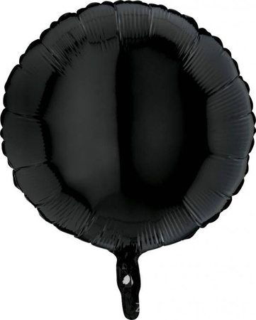 Balon foliowy, okrągły, czarny 46 cm, pakowany Grabo