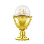 Foil Balloon Chalice with Host Gold-White 45cm.