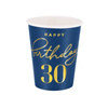 Happy Birthday cups 30, navy blue 220ml 6 pcs.