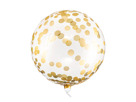 Transparent balloon, round crystal BOBO with confetti, 40cm