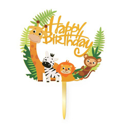 Alles Gute zum Geburtstag Kuchen Topper Tiere, Zoo 15 cm