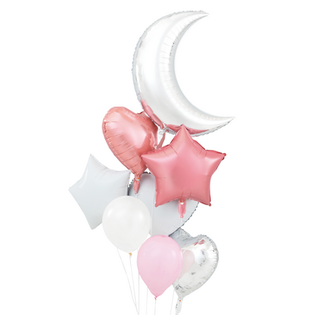 A set of Rose Gold-Silver Mix balloons, Moon 8 pcs