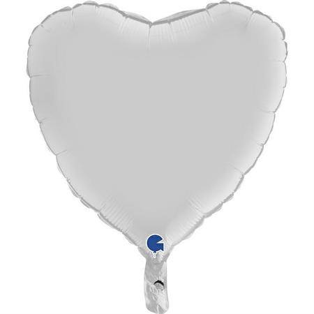 GraboFolienballon - Satin White Heart 46 cm, , verpackt