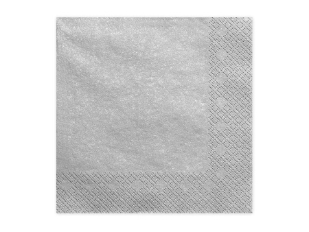 Dreischichtige Servietten, Silber metallisiert, 33x33cm (1 Pk. / 20 Stk.)