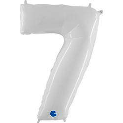 Folienballon Nummer 7, Weiß Glänzend 102cm Grabo