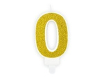 0 digit birthday candle, gold