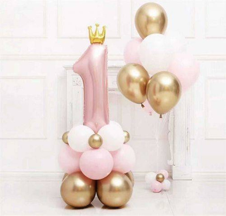 Set of 1 pink DIGIT balloons + LATEX BALLOONS