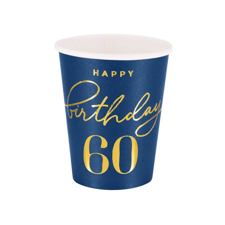 Happy Birthday 60 Becher, marineblau 220ml 6St.