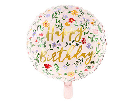 Foil balloon Happy Birthday! Bright pink boho, 35cm