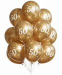 Balony urodzinowe złote "50", 30cm, 10 szt.