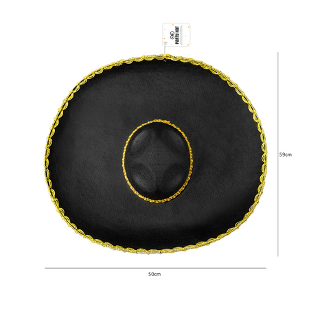 Kapelusz meksykański Sombrero ze złotym wykończeniem 60cm