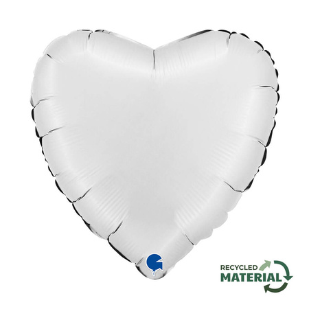 Foil balloon - Satin white heart 46 cm, Grabo