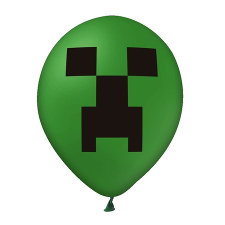 A set of green balloons with a minecraft print, 12pcs, 30cm.