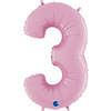 Foil Balloon Number 3 Pink Pastel Pink, 66 cm Grabo