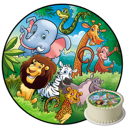 Safari Tortenaufleger rund 20 cm premium, vegan, glutenfrei, zugeschnitten