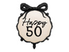 Foil Round Balloon with Bow "Happy 50" – Black-Beige