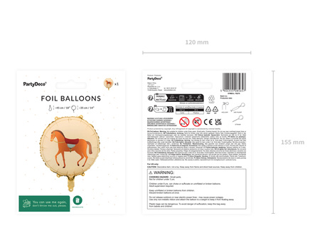 Balon foliowy okrągły Koń, Konik – 45 cm