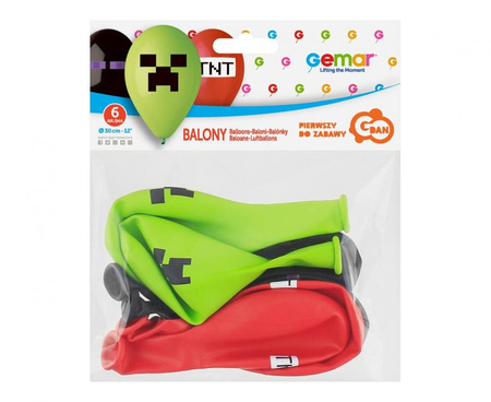 Gemar Latexballons, Minecraft Blöcke, Premium, 30 cm, 6 Stk