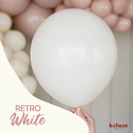 Balony lateksowe Kalisan Retro White, biały, 30cm, 100 szt.