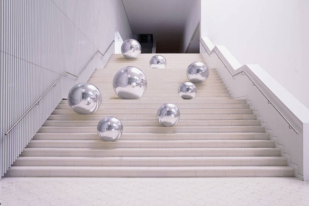 Dmuchana kula, srebrna lustrzana bańka, bombka 120cm