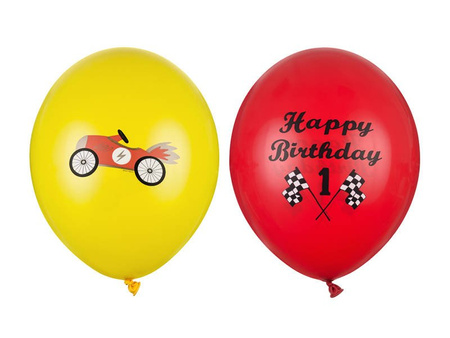 Balony lateksowe Happy Birthday, auto 30cm, 50 szt.