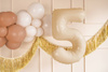 The number 5 Foil balloon, 72cm, beige, cream