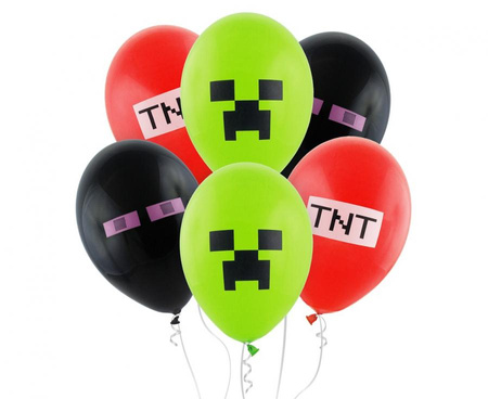 Gemar Latex Balloons, Minecraft Blocks, Premium, 30 cm, 6 pcs