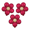 Balon foliowy Kwiatek czerwony matowy stokrotki, 45cm, zestaw 3szt.