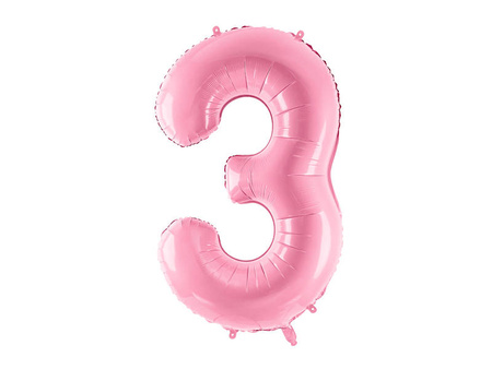 The number 3 Foil balloon, 86cm pink