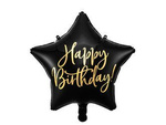 Balon foliowy Happy Birthday Czarna gwiazda 40 cm